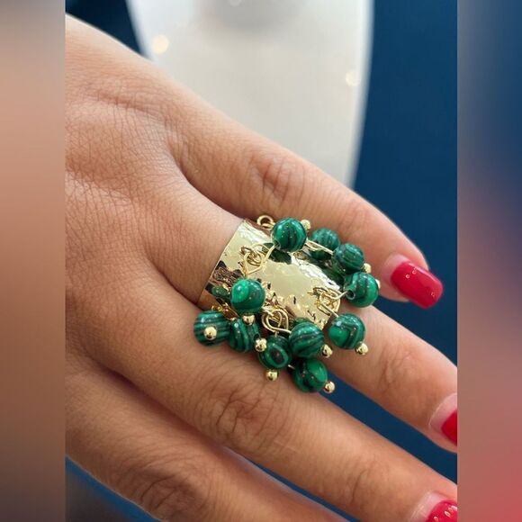 COPY - Zara bold green beaded cluster statement ring - Picture 3 of 3